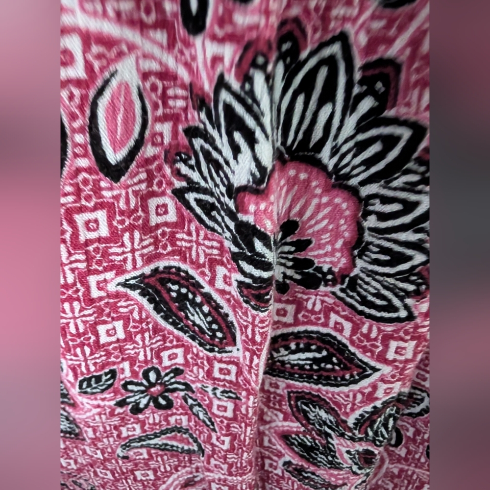 Adrienne Vittadini Pink and Black Paisley Mini Dress - Picture 3 of 4